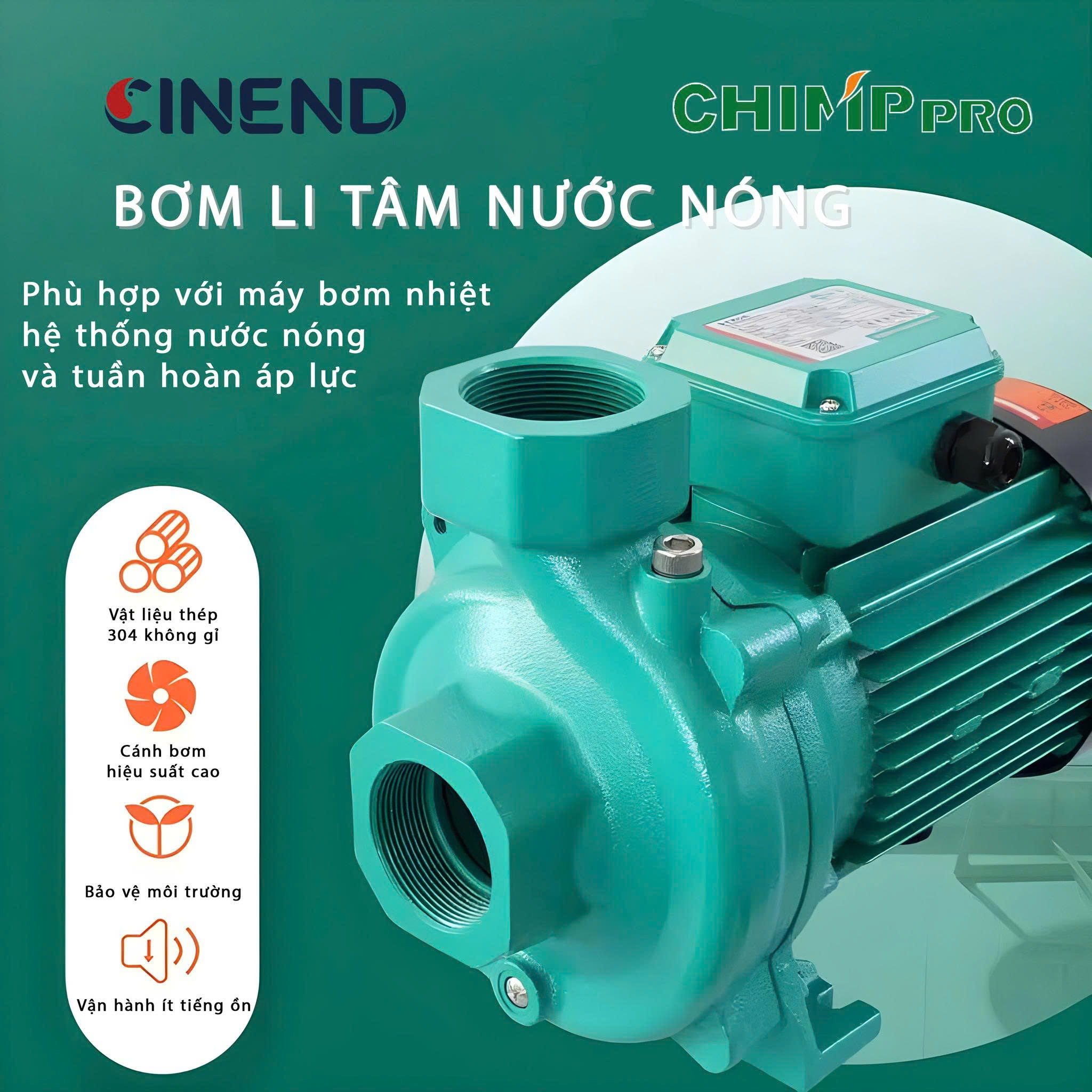Bơm ly tâm nước nóng CHIMPPRO PUN750EH Bơm ly tâm nước nóng CHIMPPRO PUN750EH